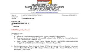 Andi Hikmad Mundur, Hanura Tunjuk Sunandar Hasyim Jadi Plt Ketua DPC Luwu Timur